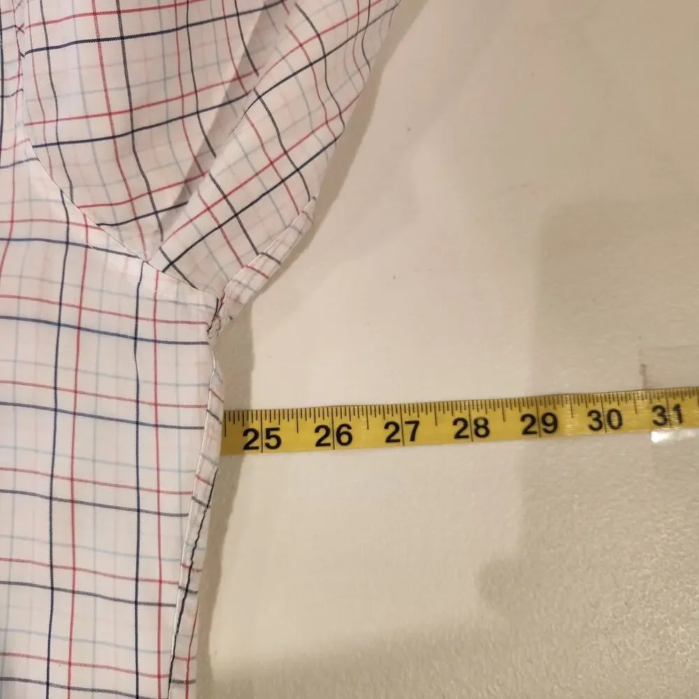 J. Crew Mens Performance Slim White Tattersall Button Up Shirt Preppy Size XXL